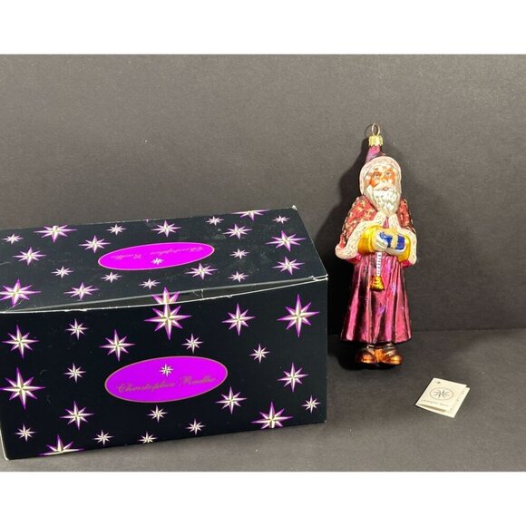 Christopher Radko Velvet Plum Nicholas Glass Santa Ornament 1998 with Box and Ta - Picture 2 of 15